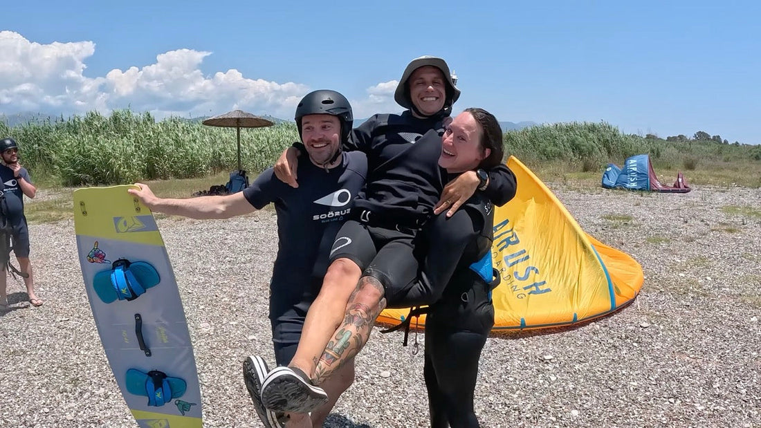 Students love their instructor in Nafpaktos, Greece. WindCircus.