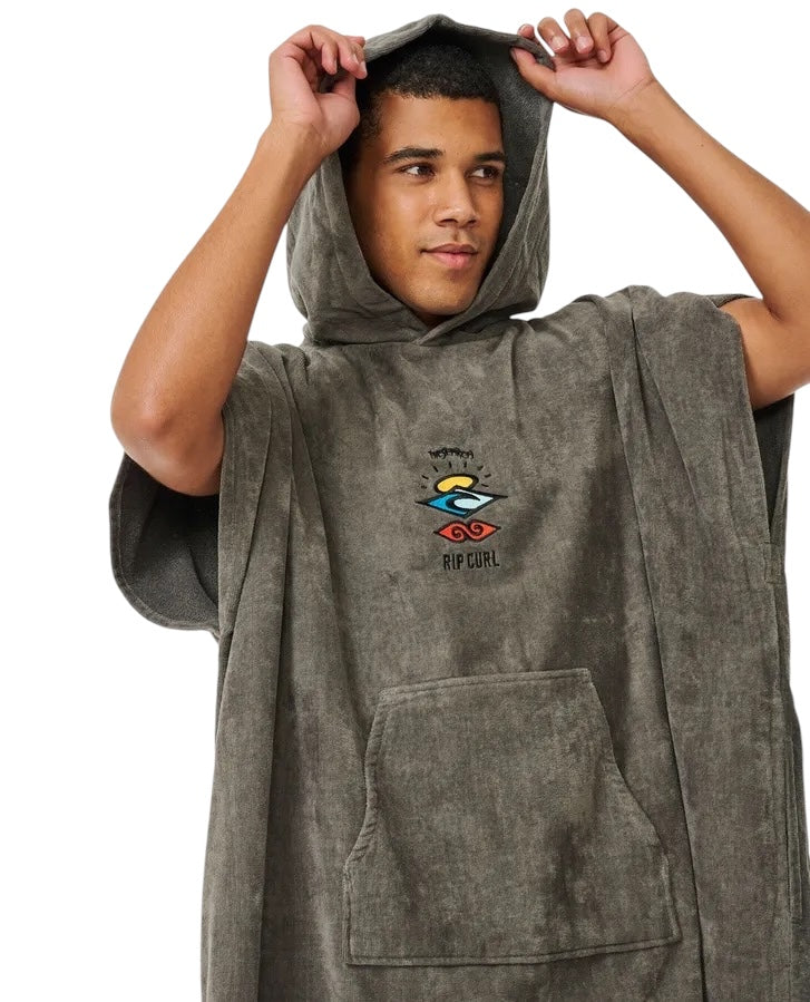 Logo hooded Poncho Grey