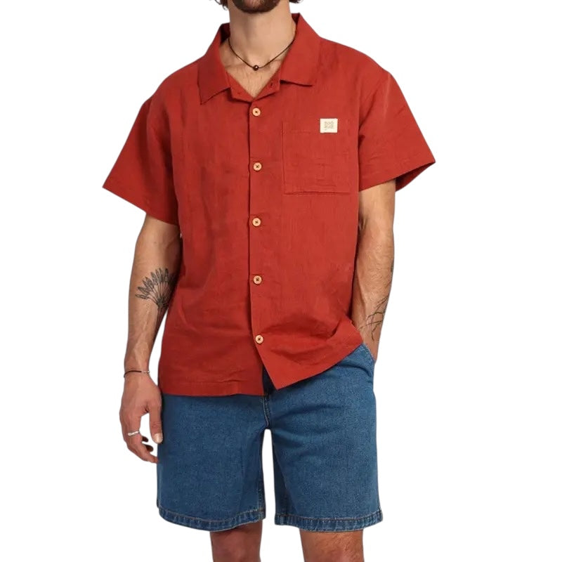 Πουκάμισο M Shirt Linen SS CARLO RED