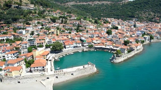Nafpaktos harbor drone image