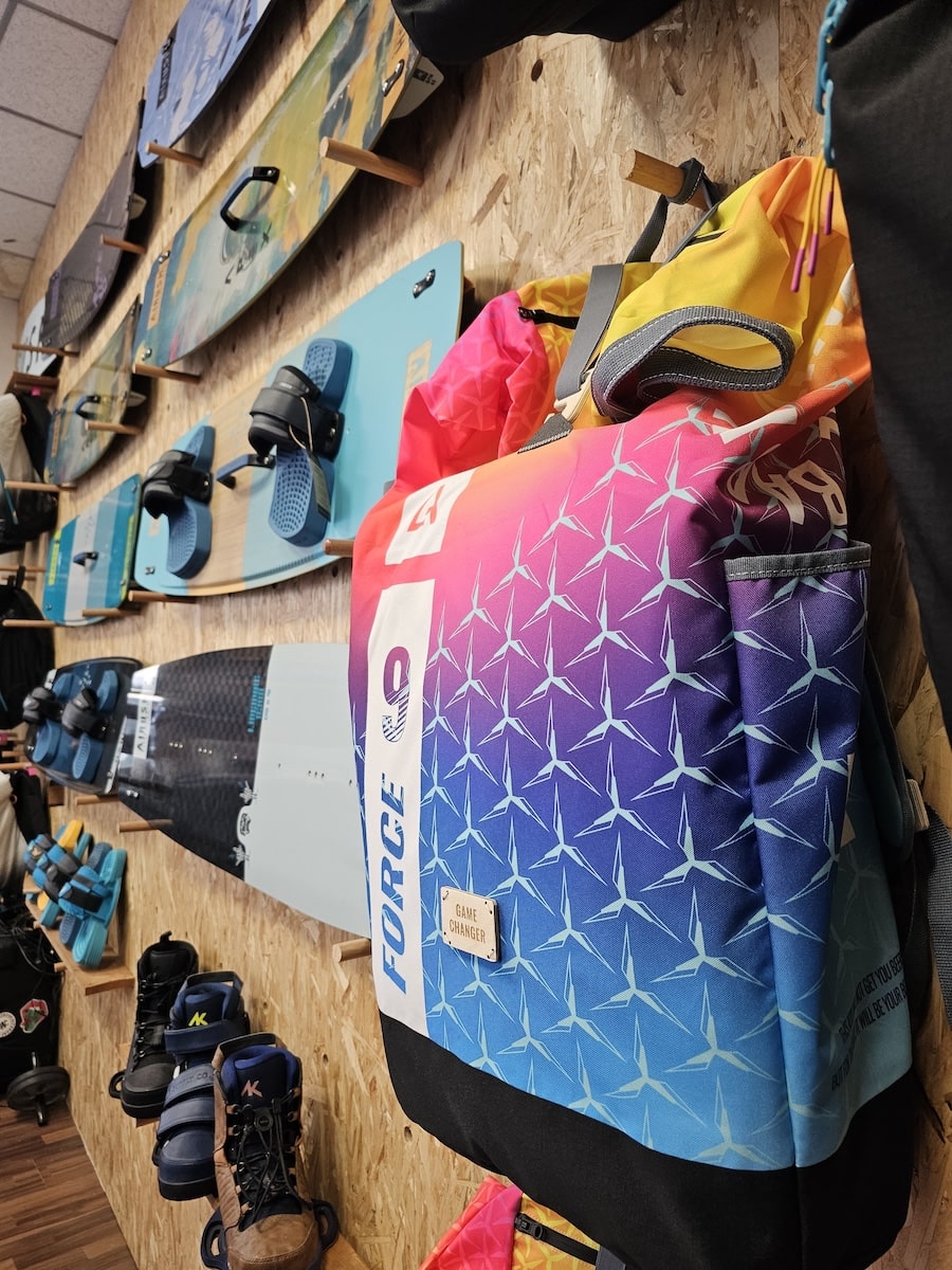 Variety of kites and boards